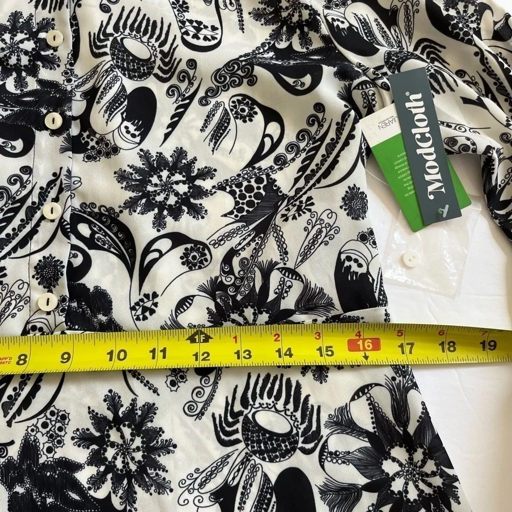 ModCloth Pretty In Ink Black and White Shirtdress New with Flaw Size Sma…